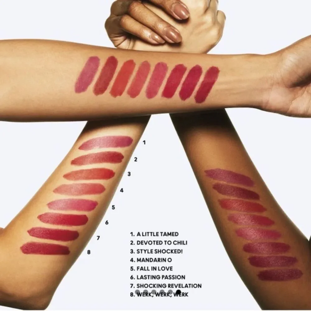 MAC Powder Kiss Moisturizing Matte Lipstick Werk Werk Werk Cool Red NEW 3g 0.1oz